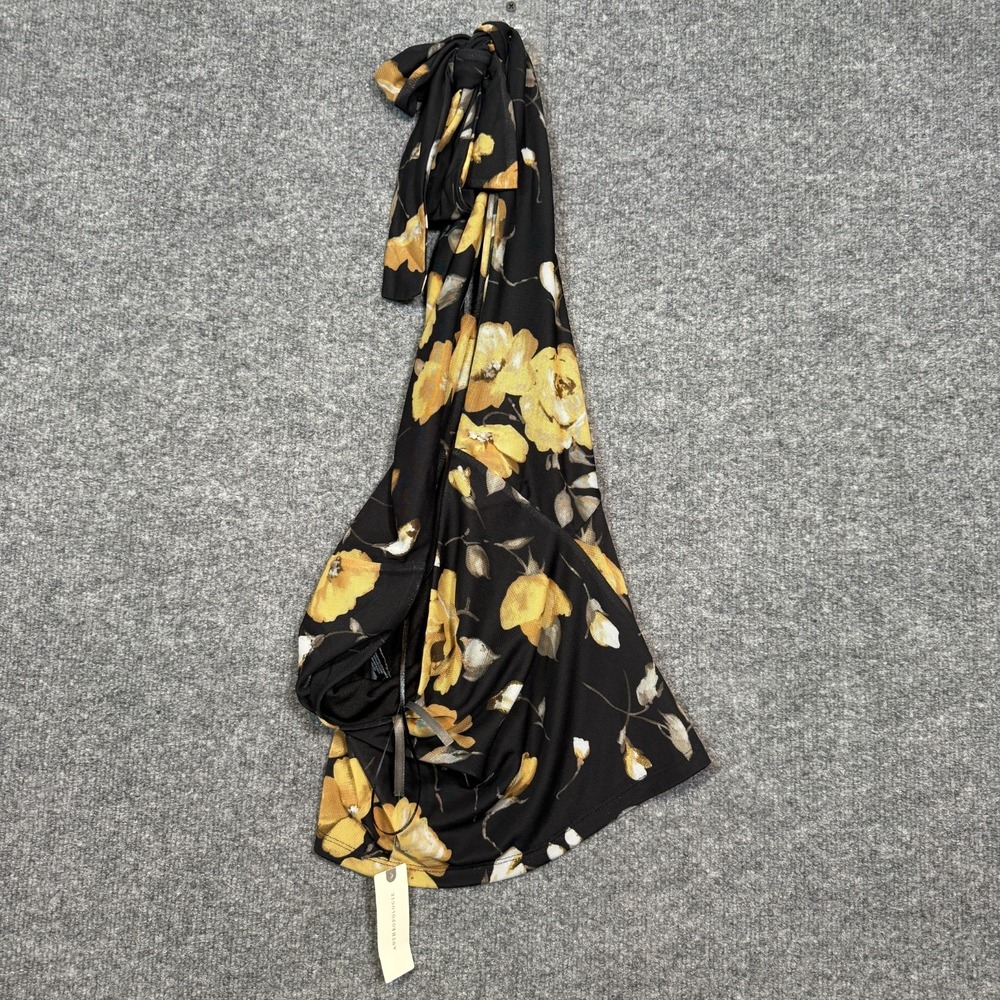 Anthropologie Shirt Womens Large Black Floral Tieneck Shirred Halter Top Y2K NEW - Picture 7 of 11